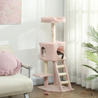 PawHut 47" Cat Tree Tower with Condo and Scratching Posts - Ball-1 Condo, 3 perches, 1 dangling ball and 1 ladder for your cat to sleep and play 