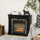 HOMCOM Electric Fireplace Heater with Realistic Flame and Adjustable Temperature - Black-Mirror offers exceptional heat insulation for safety and elegance 