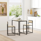 HOMCOM Industrial 3-Piece Small Space Dining Set - Oak-Crafted from solid MDF and galvanized steel frame for sturdiness and durability