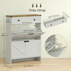 HOMCOM Slim Shoe Cabinet in Farmhouse Style with Flip Drawers - White-Stable particleboard for long-term use