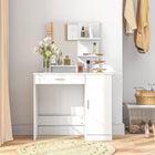 HOMCOM Vanity Desk with Mirror - 35.4" L x 15" W x 54.3" H - White-With an anti-tipping design at the back, you can secure it to the wall for safety 