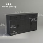 HOMCOM 55.1" L Sideboard Buffet Cabinet with Storage - Black-Suitable for both dining and living rooms for versatility