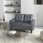 HOMCOM 51" PU Leather Loveseat with Armrests and Tufted Backrest - Grey-Seat cushion is padded with sponge and has a spring inside for a comfortable sitting experience
