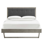 Modway Willow Wood Queen Platform Bed with Angular Frame - Grey Charcoal-Wood Slat Support System