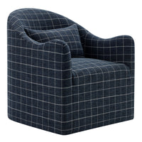 Modway Bardot Slipcovered Linen Blend Accent Chair - Denim Windowpane Check-Slipcovered Accent Chair