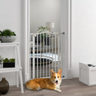 PawHut 29"-32" Pet Gate with Door Pressure Fit Dog Gate for Stairs - White-Double locking system for extra security
