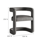 Modway Winslow Barrel Performance Velvet Dining Chair - Storm Grey-Open Back Design