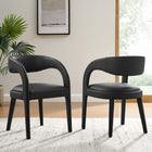 Modway Pinnacle Vegan Leather Dining Chair - Black - 2 Pack-Non-Marking Foot Pins