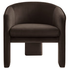 Modway Greer Performance Velvet Upholstered Accent Armchair - Chocolate Brown-Arrives Fully Assembled