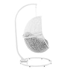 Modway Encase Outdoor Patio Rattan Swing Chair - White Grey-Adjustable Foot Pads