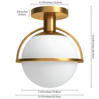 Hudson&Canal Cieonna 9.25" Wide Semi Flush Mount with Glass Shade - Antique Brass/White-Clean with a soft, dry cloth and no harsh chemicals or abrasive cleaning materials