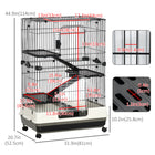 PawHut 45" H 4-Level Small Pet Cage with Slide-out Tray - Black-Platforms and ramps are included for a fun and happy life 
