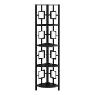 Monarch Specialties 3610 62"H Bookcase - Black/Black Metal Corner Etagere-4 tier metal etagere bookcase with evenly-spaced, fan-shaped shelves in black