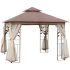 Outsunny 10 ft W x 10 ft L Patio Gazebo - Outdoor Gazebo Canopy - Brown-Gazebo tent with mesh sidewalls is a fantastic addition to your patio, deck, or garden