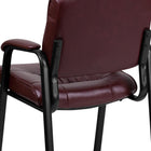 Flash Furniture Leather Executive Side Reception Chair with Black Metal Frame - Burgundy-Padded Arms