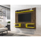 Manhattan Comfort Plaza 64.25" Modern Floating Entertainment Center - Rustic Brown and Yellow-Recommended for a 50" TV