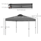Outsunny 10 ft W x 10 ft L Pop Up Canopy Tent with Airy Top Vent and Bag - Grey-Pop-up design for fast setup