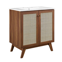 Modway Soma 30" Bathroom Vanity - Walnut/White-MDF and Particleboard