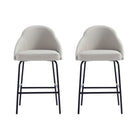 Manhattan Comfort Gracie 22" Modern Leatherette Upholstered Counter Stool - Stone and Black - 2 Pack-Modern Counter Stool with Backseat Perfect for Bar and Kitchen Use. Set of 2