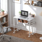 HOMCOM 31.5" Rolling Folding Desk with Wheels and Storage Bag - White-Open shelf stores books and documents for easy access with a back panel to prevent falling