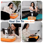 ShoppingAll Beanbag Adjustable Tablet Holder Cushion Pillow Stand - Orange-2-in-1 Versatile Usage - Functions as both a tablet holder and a lap desk—attach the arm for hands-free device use, or remove it to convert it into a cozy book and laptop stand.