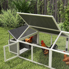 Pawhut 30" H Large Chicken Run with Nesting Box - White-This chicken coop is made of a solid fir wood frame for durability 