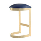 Manhattan Comfort Aura 16.54" Modern Faux Leather Upholstered Bar Stool - Blue and Polished Brass - 3 Pack-Delivered to you Fully Assembled! No Assembly Required