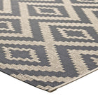 Modway Jagged Geometric Diamond Trellis Indoor/Outdoor Area Rug - 5 ft W x 8 ft L - Grey/Beige-High Density / Machine-Woven