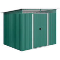 Outsunny Garden Storage Shed with Skylight - 8.5' x 6' - Dark Green-This storage unit offers ample space for all your outdoor equipment needs, from garden tools to pool supplies 