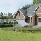 PawHut Large Outdoor Chicken Run for 12-14 Chickens - 23' x 6.6' x 6.4' - Silver-A large, spacious enclosure offers enough room for chickens, ducks, and rabbits 