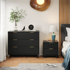 Manhattan Comfort Granville Modern Dresser and Nightstand Set - Black-Recommended for up to 35 inch TV.