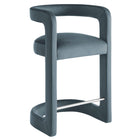 Modway Winslow Performance Velvet Counter Stool - Cadet Blue-Barrel Back Design