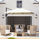 Outsunny 8' L x 8' W Square Patio Hanging Offset Umbrella with 360° Rotation - White-8' x 8' (245 x 245 cm) canopy offers complete shade in any park, garden, patio, backyard, beach, pool or other outdoor settings  