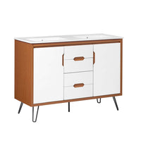 Modway Energize 48" Double Sink Bathroom Vanity - Cherry/White-Mid-Century Modern Bathroom Vanity