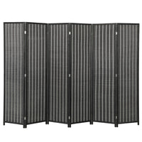 HOMCOM 6 Panel Bamboo Hand-Woven Freestanding Room Divider for Home Office - Black-Great for creating a personal space or dividing up large rooms
