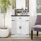 HOMCOM Farmhouse 29.6" L Sideboard Buffet Cabinet with Storage and 1.2" Thick Top - White-3-level adjustable shelf in cabinet enhances flexibility