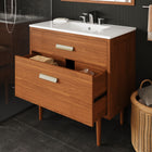 Modway Cassia 36" Bathroom Vanity - Natural/White-Teak Wood Construction