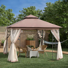 Outsunny 10 ft W x 10 ft L Patio Gazebo - Outdoor Gazebo Canopy - Brown-Ideal for family reunions, birthday parties, picnics, camping, and more