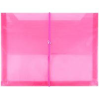 JAM Paper Plastic Envelopes with 2.63 Expansion, Elastic Closure, Letter Booklet, 9.75x13, Fuchsia Pink, 12 Pack (218E25fug)-Size: 9.5" x 13.13"