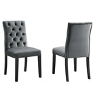 Modway Duchess Performance Velvet Dining Chairs - Grey - 2 Pack-Solid Wood Frame