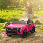 Qaba 2-Seater 12V 10A Ride on RC Car Cadillac Escalade Licensed - Pink-Four spring suspension wheels provide smooth rides on various terrains 