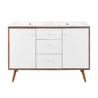 Modway Transmit 48" Double Sink Bathroom Vanity - Walnut/White-Dual Soft-Close Doors