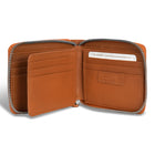 Champs Denim Leather Zip Around Wallet - Tan/Black-Double Bill compartment