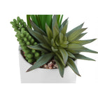 Monarch Specialties 7" Artificial Indoor Succulent Green Plants - Table - White Ceramic Pots - Set of 2-No assembly required: product dimensions: 5.5 in. L x 4.5 in. W x 7 in. H: 4.5 in. L x 3.5 in. W x 6 in. H