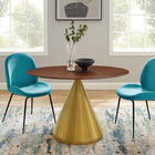 Modway Tupelo 48" Oval Dining Table - Gold Walnut-MDF Tabletop