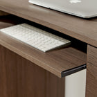 Modway Mirae 55" 6-Drawer Curved Office Desk - Brushed Brown Oak-Wood Grain Laminate Finish