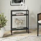 Hudson&Canal Ricardo 22"W Console Table with Metal Shelves - Blackened Bronze-Clean with a soft, dry cloth and no harsh chemicals or abrasive cleaning materials