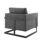 Modway Posse Upholstered Fabric Accent Chair - Black Charcoal-Matte Black Stainless Steel Frame