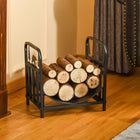 Outsunny Firewood Rack with Bear and Pine Tree Design - Log Holder - Black-Inner curved wood holder, holds the logs together tightly and securely