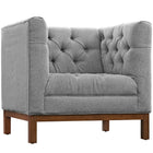 Modway Panache Upholstered Fabric Armchair - Expectation Grey-Walnut Stained Beech Wood Legs